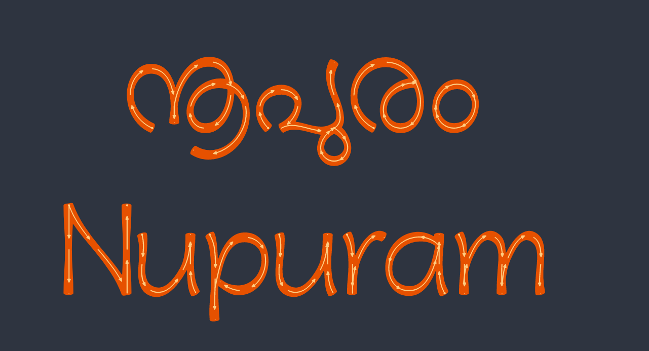 Nupuram Arrows showing pen movement for Malayalam letters